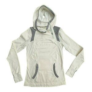 Lululemon Womens Run For It Pullover Hoodie Top Size 4 White & Gray Jacket